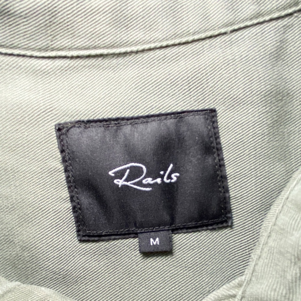 Rails Linen Marcel Sage with Stars Shirt Jacket Long Sleeve Button Down Green - Picture 8 of 16